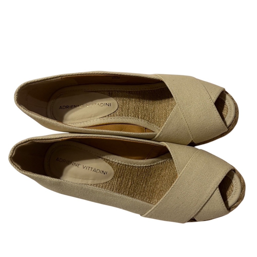 Adrienne Vittadini Bailee Beige Canvas Espadrille Wedge Sandals Womens 6.5M - Picture 9 of 12